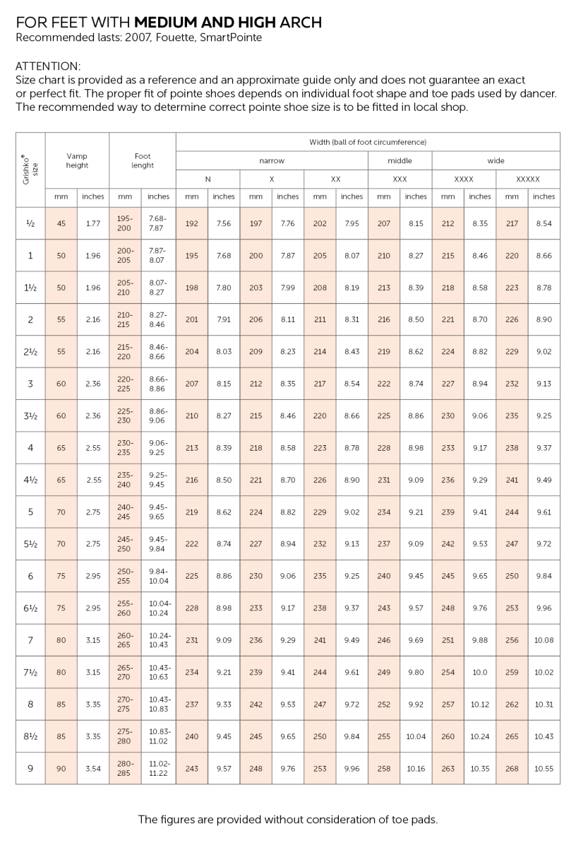 Dancewear Solutions Size Chart